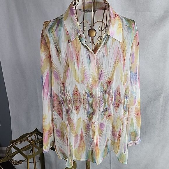 Peter Nygard Size 12 Sheer Chiffon Shacket - Picture 1 of 10